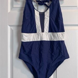 Newport News Navy and White One-Piece Swimsuit